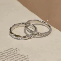 s999足银藤蔓戒指情侣对戒活口可调节小众送男女友情人节生日礼物送女朋友老婆情人节七夕生日礼物