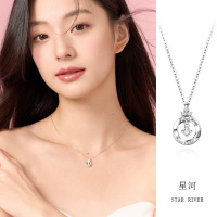 s999足银项链轻奢小众设计感锁骨链2024年新款生日礼物送女友送女朋友老婆情人节七夕生日礼物