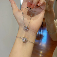 S999足银妲己女仆咖啡款守护之心项链ins轻奢锁骨链女友生日礼物送女朋友老婆情人节七夕生日礼物