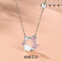 原创s999足银花环项链女小众高级感精致颈链轻奢气质设计感锁骨链送女朋友老婆情人节七夕生日礼物