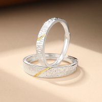 丁达尔效应S999纯银情侣对戒肌理不规则戒指简约时尚百搭指环手饰送女朋友老婆情人节七夕生日礼物