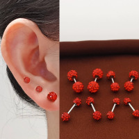 s999足银拧螺丝红色满钻耳钉2023年新款耳骨钉养耳洞耳饰批发送女朋友老婆情人节七夕生日礼物
