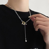 S925纯银项链女ins男友风2023年新潮款AB不对称链条简约时尚饰品送女朋友老婆情人节七夕生日礼物