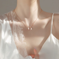 新款夏季s925纯银花环项链山茶花甜美轻奢高级感锁骨链超仙女吊坠送女朋友老婆情人节七夕生日礼物