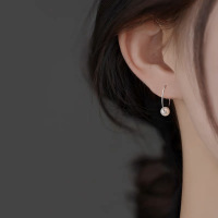 珍珠圆圈养耳洞耳环女s999足银简约个性时尚耳圈2023年新款潮耳饰送女朋友老婆情人节七夕生日礼物