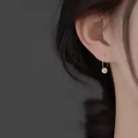 珍珠圆圈养耳洞耳环女s999足银简约个性时尚耳圈2023年新款潮耳饰送女朋友老婆情人节七夕生日礼物