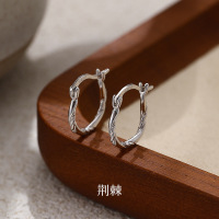 S925纯银圆圈扭纹耳环ins风简约时尚百搭气质耳饰批发送女友礼物送女朋友老婆情人节七夕生日礼物