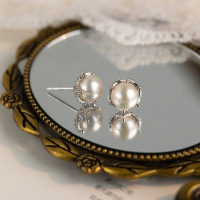 S925纯银珍珠耳钉女优雅气质百搭耳环2024年新款耳饰批发礼物送女朋友老婆情人节七夕生日礼物