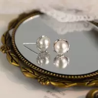 S925纯银珍珠耳钉女优雅气质百搭耳环2024年新款耳饰批发礼物送女朋友老婆情人节七夕生日礼物