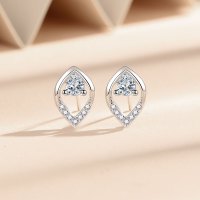 s999足银水滴形耳钉女秋轻奢菱形耳环小众ins潮2023新款耳饰批发送女朋友老婆情人节七夕生日礼物