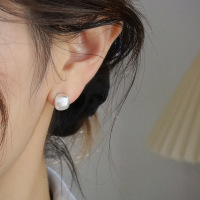 s925纯银耳环女2022新款气质磨砂拉丝银饰简约耳钉小众设计高级感送女朋友老婆情人节七夕生日礼物