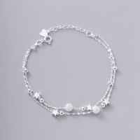 s925纯银圆珠磨砂小球双层星星手链轻奢小众精致女高级感串珠手饰