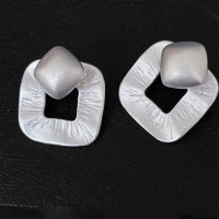 s925纯银高级感女方形肌理纹设计感时尚气质通勤耳环耳钉韩国新潮送女朋友老婆情人节七夕生日礼物