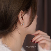 s999纯银梅花耳环女时尚简约百搭耳扣素圈足银花朵耳圈ins风耳饰送女朋友老婆情人节七夕生日礼物