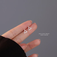 S999足银几何三角形镶钻耳钉女简约小众气质小众设计耳环耳饰代发送女朋友老婆情人节七夕生日礼物
