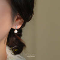 法式超闪镶钻圆珠耳坠女s925纯银轻奢高级感百搭气质耳钉时尚耳饰送女朋友老婆情人节七夕生日礼物