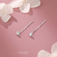 甜美仙女风爱心耳线女s999纯银小巧精致温柔百搭耳饰足银流苏耳钉送女朋友老婆情人节七夕生日礼物