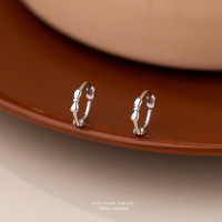 s925纯银甜美蝴蝶结耳环女简约轻奢小众设计耳圈韩版百搭耳饰批发送女朋友老婆情人节七夕生日礼物