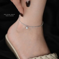 S925纯银波光粼粼闪钻脚链女ins风轻奢感小众设计脚环锆石脚饰送女朋友老婆情人节七夕生日礼物