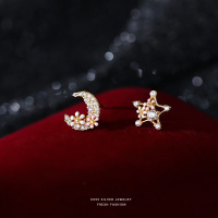 s999足银星月繁花耳钉女日系小巧可爱INS风 甜美气质滴胶耳饰批发送女朋友老婆情人节七夕生日礼物