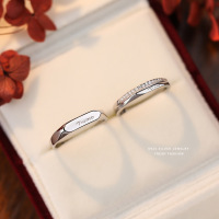 S925纯银意大利语我爱你tiamo情侣对戒七夕简约情人节礼物可代发送女朋友老婆情人节七夕生日礼物