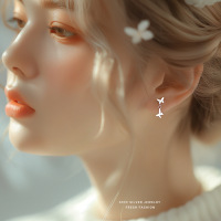 云小舒森系甜美气质s999纯银蝴蝶耳钉女优雅百搭耳坠学生足银首饰送女朋友老婆情人节七夕生日礼物