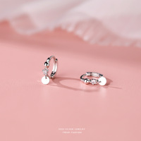 云小舒s925纯银耳环女气质淑女单钻圆片耳扣简约风百搭耳饰代发送女朋友老婆情人节七夕生日礼物