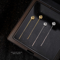 s999足银镂空玫瑰花流苏耳坠女轻奢优雅法式复古耳线耳环花朵耳饰送女朋友老婆情人节七夕生日礼物