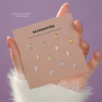 s999足银养耳小耳钉女冰淇饮料淋棒棒糖冰棒简约耳饰夏日饰品送女朋友老婆情人节七夕生日礼物