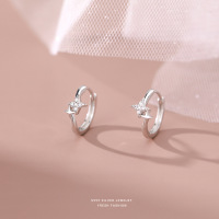 s999足银锆石星芒耳扣女超闪星星简约个性超闪气质高级感耳环批发送女朋友老婆情人节七夕生日礼物