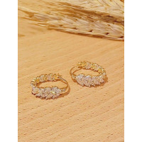 法式百搭显气质精致耳扣叶子耳环高级感轻奢重工微镶锆石麦穗耳圈送女朋友老婆情人节七夕生日礼物