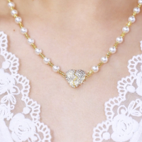 高级感镶钻爱心磁吸心形吊坠珍珠项链轻奢小众设计百搭气质锁骨链送女朋友老婆情人节七夕生日礼物