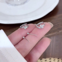 S925银针钉子四件套耳钉2025新款小众设计感高级轻奢气质耳环耳饰送女朋友老婆情人节七夕生日礼物