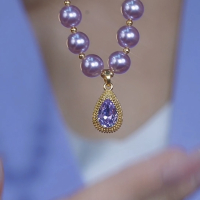 法式新款紫色珍珠项链女式轻奢简约紫罗兰榴莲吊坠气质锁骨链配饰送女朋友老婆情人节七夕生日礼物