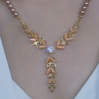 高级感香槟色麦穗满钻项链女复古宫廷风夸张颈链晚宴礼服轻奢配饰送女朋友老婆情人节七夕生日礼物