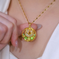 气质百搭金丝网状锆石圈圈吊坠项链女精致轻奢新中式不掉色锁骨链送女朋友老婆情人节七夕生日礼物