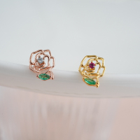 韩国Korea直送立体缕空玫瑰钛钢杆耳骨钉2025新耳蜗钉送女朋友老婆情人节七夕生日礼物