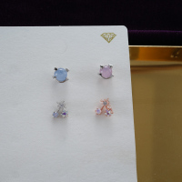 韩国进口耳钉微笑脸小星星樱桃甜美气质耳骨钉粗针旋转球形堵送女朋友老婆情人节七夕生日礼物