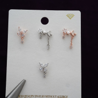 jda韩国进口耳环小星星月亮蝴蝶耳骨钉单只旋转圆球堵送女朋友老婆情人节七夕生日礼物