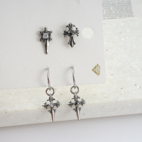 韩国个性复古十字架镶嵌钻耳骨钉耳圈单只送女朋友老婆情人节七夕生日礼物