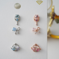 韩国进口甜美小行星蝴蝶结魔法棒气质耳骨钉彩钻送女朋友老婆情人节七夕生日礼物
