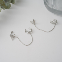 韩国进口耳环缕空蝴蝶结链式耳骨钉连耳骨夹时尚送女朋友老婆情人节七夕生日礼物