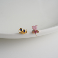 韩国进口耳钉可爱眼睛爱心魔法棒耳骨钉旋转球堵送女朋友老婆情人节七夕生日礼物