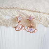 彩光星球爱心甜美知性耳骨钉韩国进口耳钉百搭钛钢针螺丝拧球堵送女朋友老婆情人节七夕生日礼物