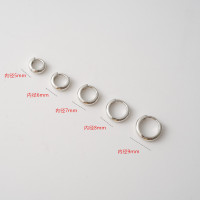 韩国耳钉925纯银素圈基础百搭宽口圈形耳骨环洗澡睡觉不用摘送女朋友老婆情人节七夕生日礼物