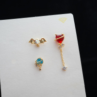 jda韩国进口耳环红钻爱心花朵猫头鹰耳骨钉旋转圆球堵拧的送女朋友老婆情人节七夕生日礼物