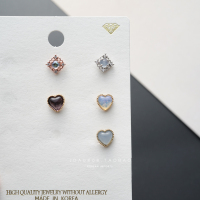 jda韩国进口耳饰清透天蓝爱心菱形小耳骨钉旋转螺丝堵送女朋友老婆情人节七夕生日礼物