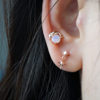 韩国直送 粉钻海豚 小星星 耳骨钉耳屏耳蜗钉甜美风送女朋友老婆情人节七夕生日礼物