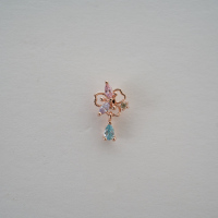 韩国进口耳环精致小巧花朵吊坠耳骨钉旋转球形堵耳蜗耳门钉送女朋友老婆情人节七夕生日礼物