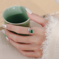 新中式玉葫芦竹叶戒指女精致小众设计感食指戒轻奢复古高级感指环送女朋友老婆情人节七夕生日礼物